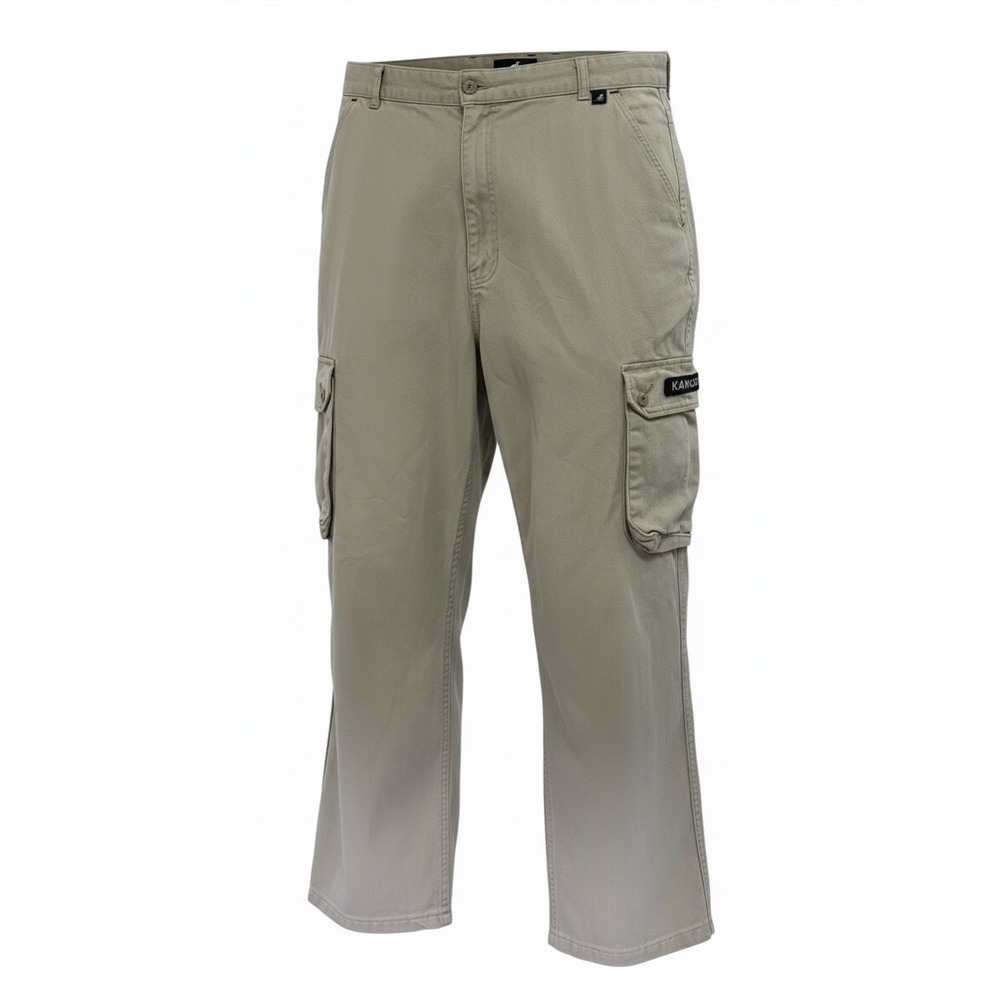 Kangol Mens Sz38x27 Khaki Tan Cargo Pants Cotton Twill Straight Leg (EE18)